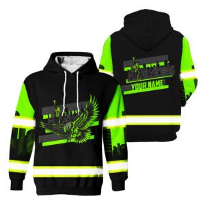 Patriotic Reflective Safety Hoodie - Custom Name Hi Vis Workwear