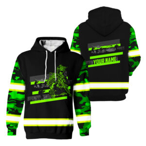 Custom Name Camo & Flag Reflective Hoodie Brave Military Safety Wear