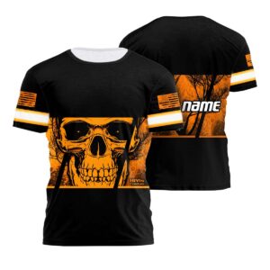 Reflective Orange Skull Hi Vis Tshirt Custom Name Workwear