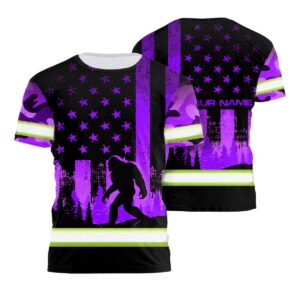 Customized Hi Vis Tshirt with Violet USA Flag and Big Foot Reflective Tapes