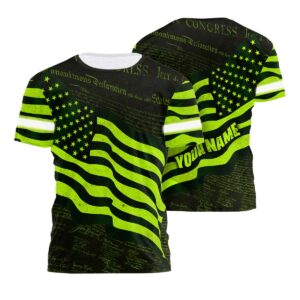 Customized Hi Vis Tshirt Independence USA Flag Reflective Safety Shirts