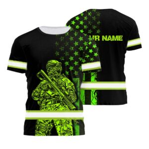 Hi Vis Reflective Veteran USA Flag Tshirt Safety Workwear Clothing