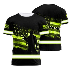 Customized Hi Vis Reflective Neon Pride US Flag Tshirt Safety Workwear Clothing