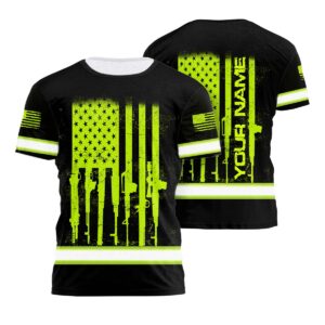 Customized Hi Vis Reflective Rifle Flag Tshirt Breathable Safety Work Shirts