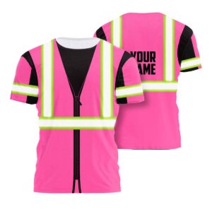 Hi Vis Pink Safety Tshirt for Women Reflective Clothing Workwear Class 3