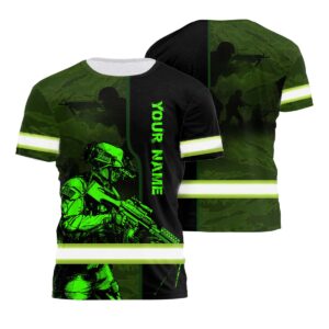 Hi Vis Tshirt Soldier USA Flag Reflective Safety Workwear Gear