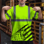 Customized-Green-Hi-Vis-Tshirt-with-Reflective-Tape-Class-3-Black-US-Flag-Safety-Workwear-5