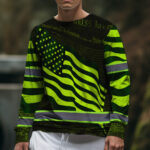 Hi Vis Long Sleeve Reflective Independence USA Flag Custom Name Safety 5