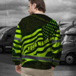 Hi Vis Long Sleeve Reflective Independence USA Flag Custom Name Safety 6