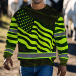 Hi Vis Long Sleeve Reflective Independence USA Flag Custom Name Safety 7