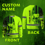 Hi Vis Long Sleeve Shirt Reflective Green Black Skull Custom Name 2