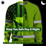 Hi Vis Long Sleeve Shirt Reflective Green Black Skull Custom Name 3