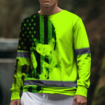 Hi Vis Long Sleeve Shirt Reflective Green Black Skull Custom Name 5