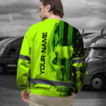 Hi Vis Long Sleeve Shirt Reflective Green Black Skull Custom Name 6