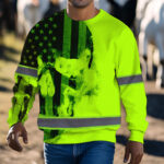Hi Vis Long Sleeve Shirt Reflective Green Black Skull Custom Name 7
