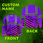 Hi Vis Long Sleeve Shirt Reflective Violet Neon USA Flag Custom Name 2