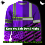 Hi Vis Long Sleeve Shirt Reflective Violet Neon USA Flag Custom Name 3