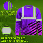 Hi Vis Long Sleeve Shirt Reflective Violet Neon USA Flag Custom Name 4