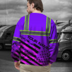 Hi Vis Long Sleeve Shirt Reflective Violet Neon USA Flag Custom Name 6