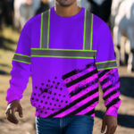 Hi Vis Long Sleeve Shirt Reflective Violet Neon USA Flag Custom Name 7
