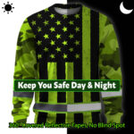 Hi Vis Long Sleeve Shirts Reflective Green US Camo Flag Safety 3