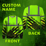 Hi Vis Long Sleeve Shirts Reflective US Flag Custom Name Safety Workwear 2