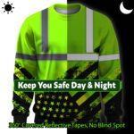 Hi Vis Long Sleeve Shirts Reflective US Flag Custom Name Safety Workwear 3