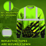 Hi Vis Long Sleeve Shirts Reflective US Flag Custom Name Safety Workwear 4