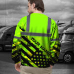 Hi Vis Long Sleeve Shirts Reflective US Flag Custom Name Safety Workwear 6
