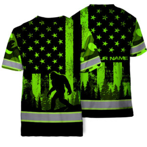 Customized Hi Vis Tshirt Green USA Flag with Gorillas Reflective Tapes Safety Work Clothing