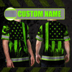 Hi-Vis-Shirt-Reflective-Green-USA-Flag-With-Gorillas-Custom-Name-2