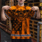 Hi-Vis-Shirt-Reflective-Orange-Skull-US-Flag-Custom-Name-Safety-3
