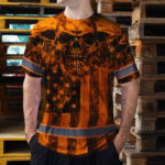 Hi-Vis-Shirt-Reflective-Orange-Skull-US-Flag-Custom-Name-Safety-5