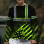 High Visibility Reflective US Flag Custom Name Long Sleeve Safety Workwear 5