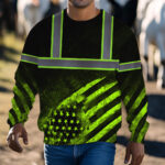 High Visibility Reflective US Flag Custom Name Long Sleeve Safety Workwear 7