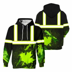 Hi Vis Hoodie Reflective Canadian Flag Hoodie Safety Work Shirts for Canadians Class 3