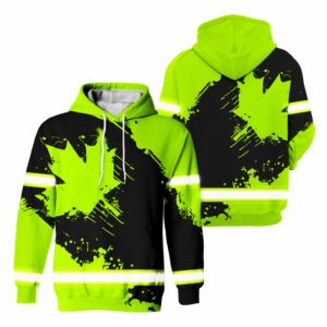 Hi Vis Hoodie Reflective Canadian Flag Paint Flakes Hoodie Safety Workwear Shirts