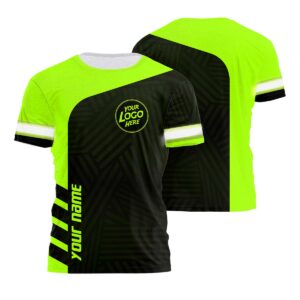 Customized Safety Hi Vis Black Green T shirt  Reflective Company Uniforms With Logo & Name