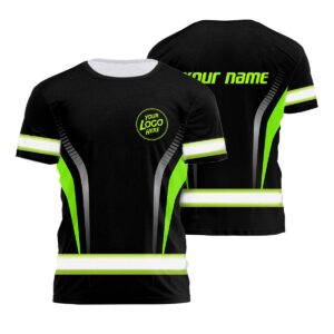 Customized Reflective Hi Vis Black Green Neon Tshirt Uniform for Company Business with Logo