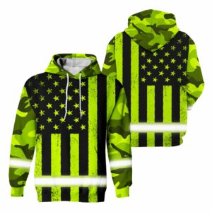 Reflective Camouflage American Flag Hi-Vis Hoodie Work Safety Gear