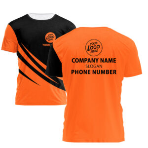 Hi Vis Shirt Orange Striped Uniform Company Custom Name and Logo Safety Workwear