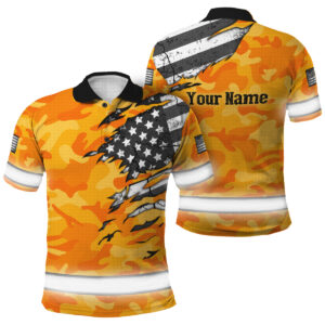 Hi Vis Polo Shirt Reflective Tapes Scratch Orange Camo Neon US Flag Custom Name Safety Workwear