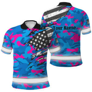 Hi Vis Polo Shirt Reflective Tapes Scratch Blue Pink Camo Neon US Flag Custom Name Safety Workwear