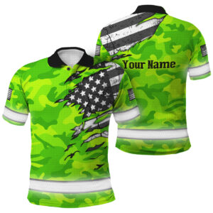 Hi Vis Polo Shirts Reflective Scratch Camo Green Neon US Flag Safety Workwear
