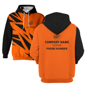 Hi Vis Hoodie Black Geometric And Yellow Custom Name and Logo Company Name Safety Workwear