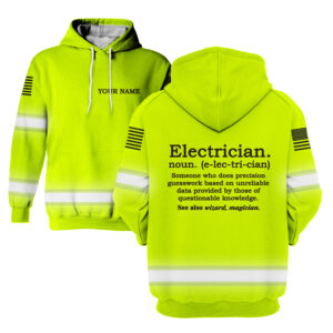 Hi Vis Hoodie Electrician Definition Yellow Custom Name and Logo Company Name Safety Workwear