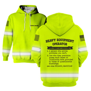 Hi Vis Hoodie Heavy Equipment Operator Definition Custom Name and Logo Company Name Safety Workwear
