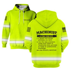 Hi Vis Hoodie Machinist Custom Name and Logo Company Name Safety Workwear