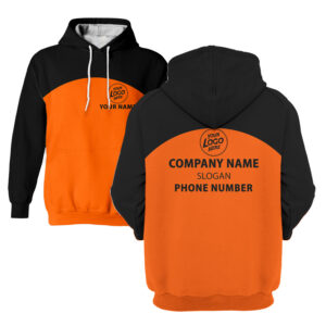 Hi Vis Hoodie Orange And Black Custom Name and Logo Company Name Safety Workwear