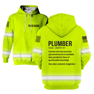 Hi Vis Hoodie Plumber Definition Yellow Custom Name and Logo Company Name Safety Workwear